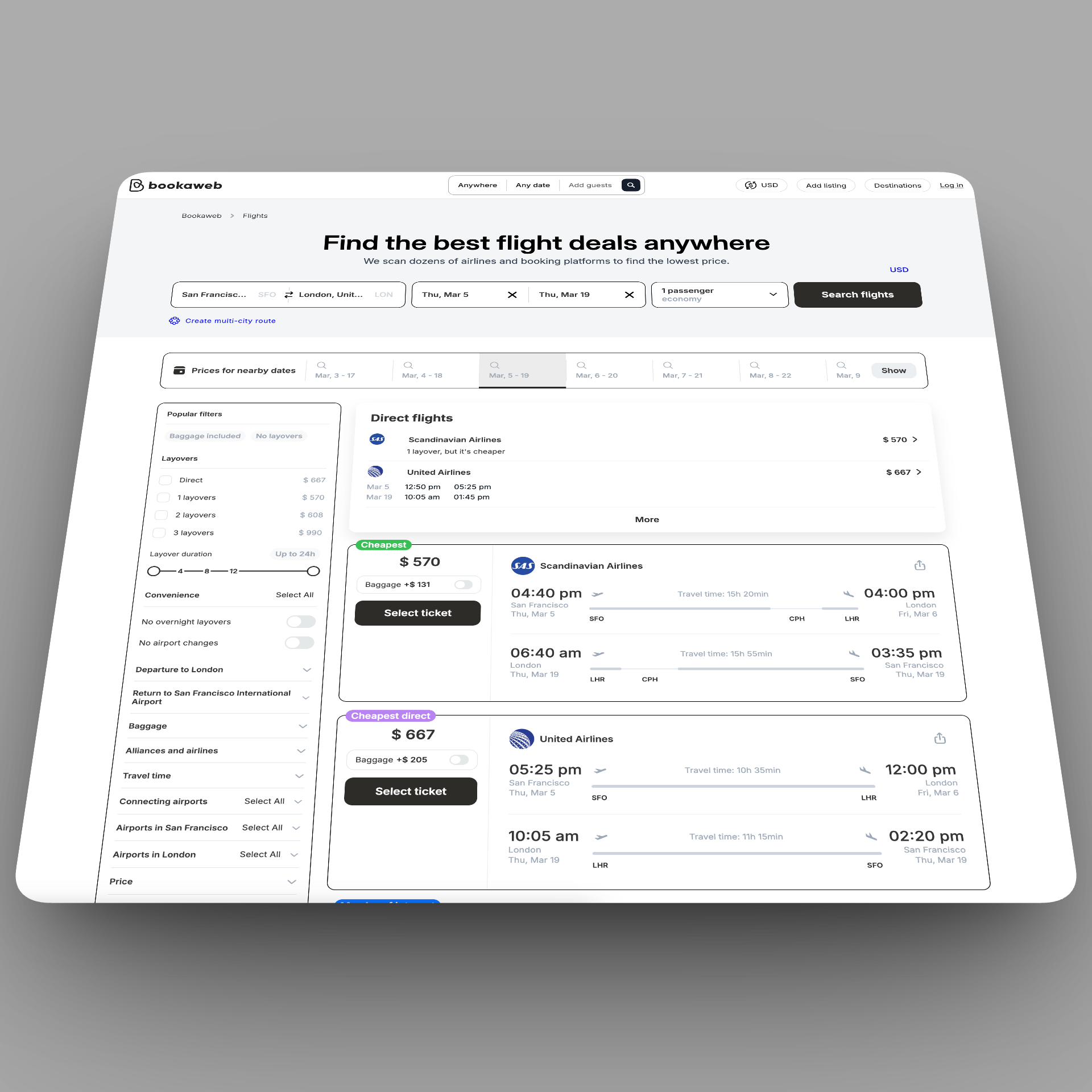 Bookaweb travel marketplace preview