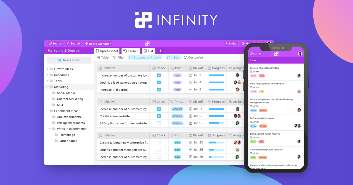 Infinity project management platform preview